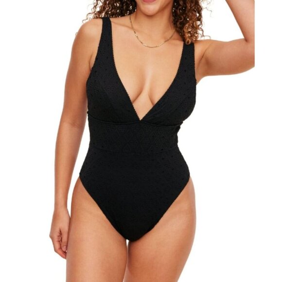 New! Adore Me Melony Contour One Piece Swimsuit Eyelet Jet Black 47350 - Picture 12 of 15